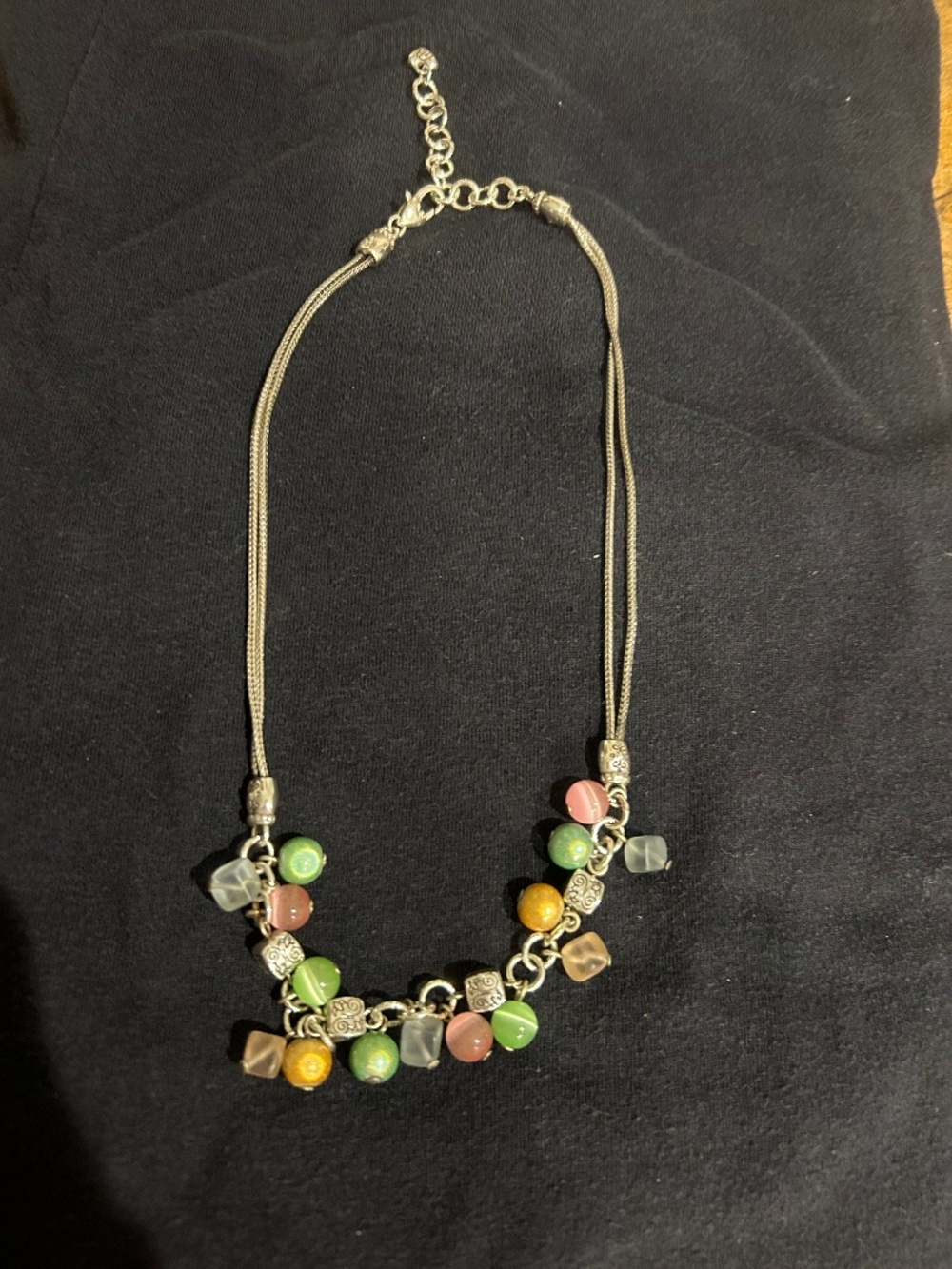 Brighton Mimosa Pastel Beaded Charm Silver Tone Chain Necklace